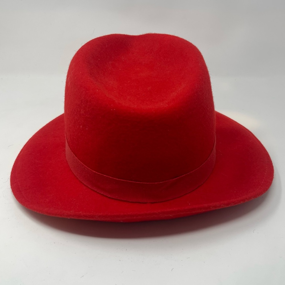 Vintage 100% Wool Red Fedora Hat | Classic Wide Brim | Statement Winter Hat - Picture 4 of 8